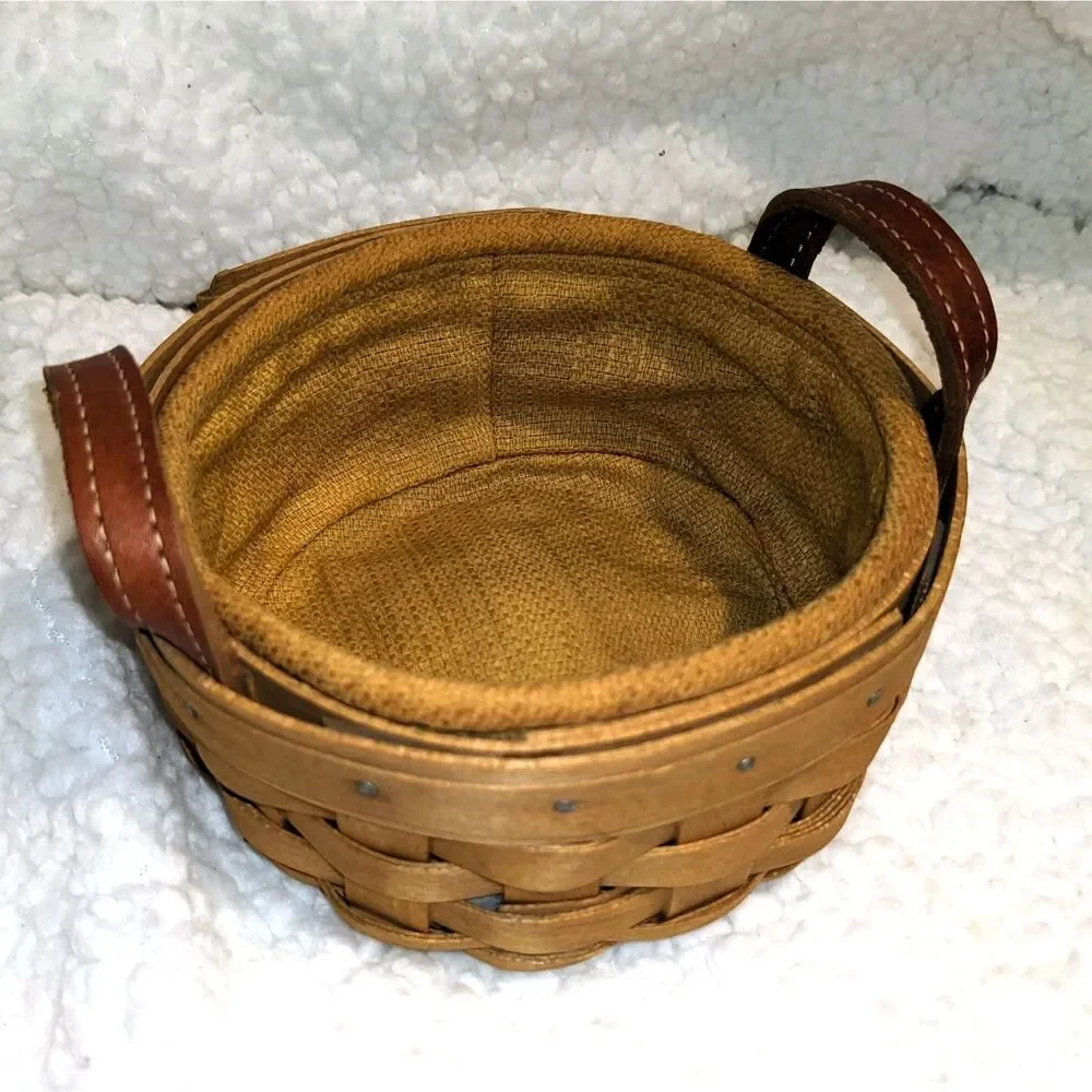 Longaberger Booking Saffron Basket Leather Handles Liner Paperwork USA